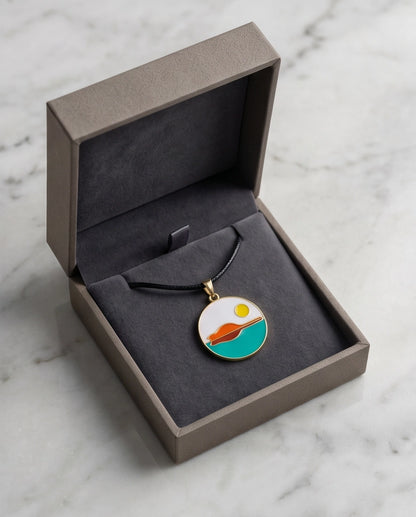 Minimalist Landscape Medallion Cord Necklace