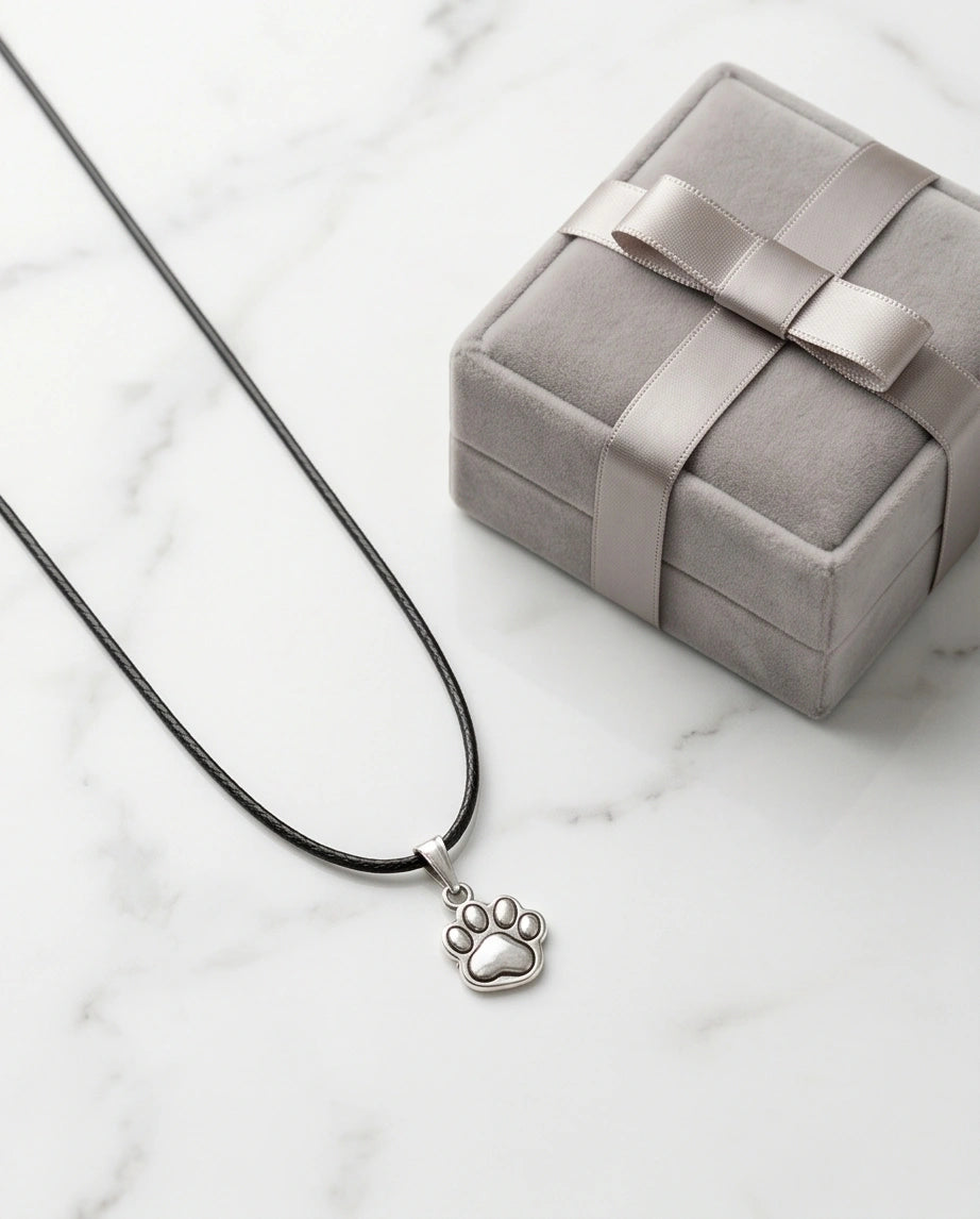 Silver Animal Paw Print Necklace