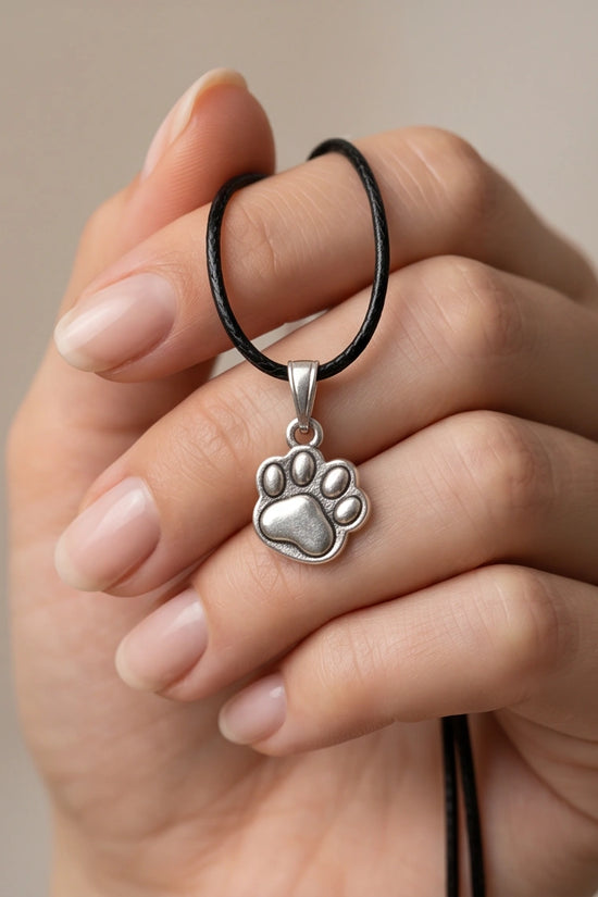 Silver Animal Paw Print Necklace