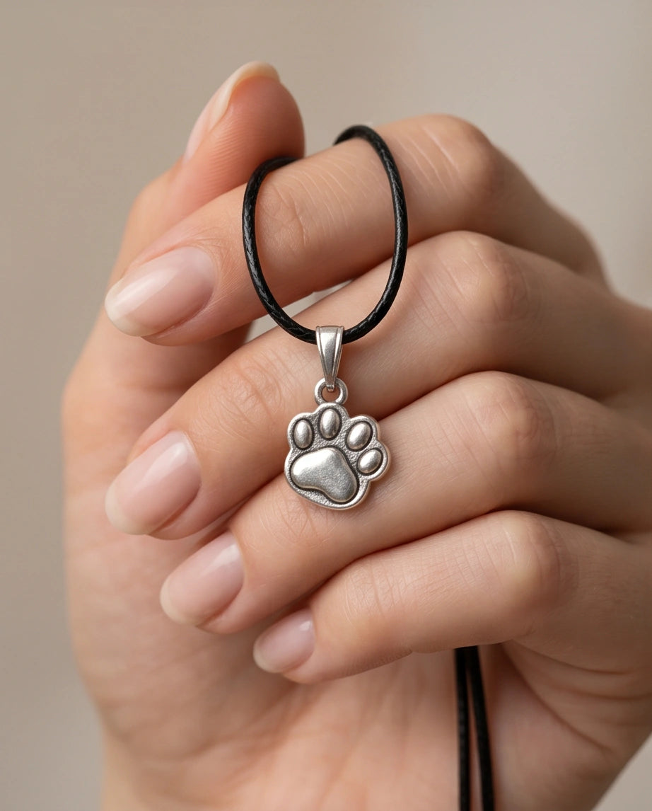 Silver Animal Paw Print Necklace