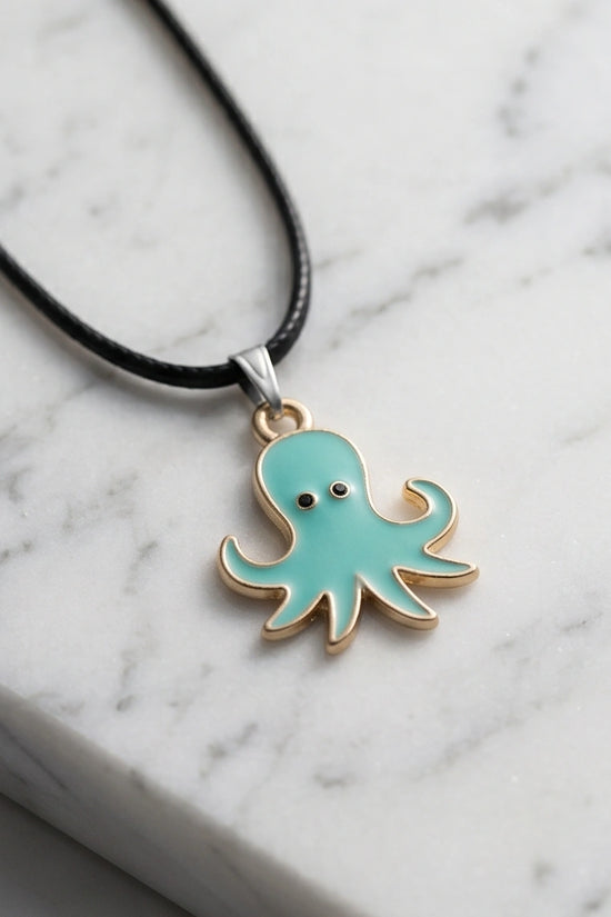 Gold and Turquoise Octopus Pendant Necklace