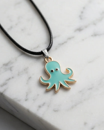 Gold and Turquoise Octopus Pendant Necklace