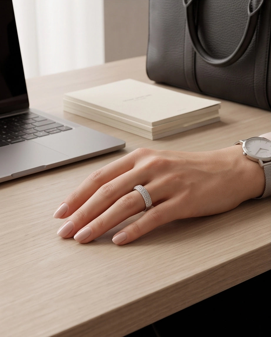 Multi-Row Pavé Curved Dome Band