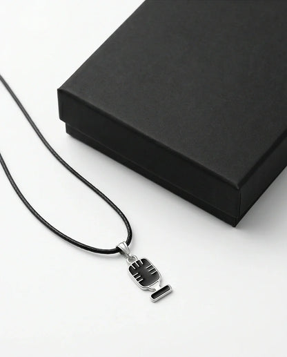 Silver Retro Black Microphone Necklace