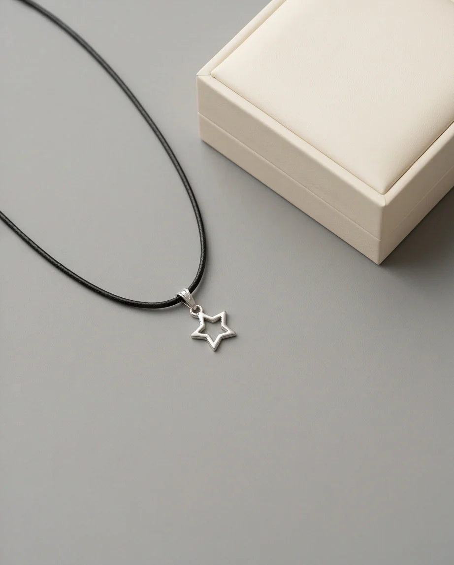 Silver Open Star Pendant Necklace