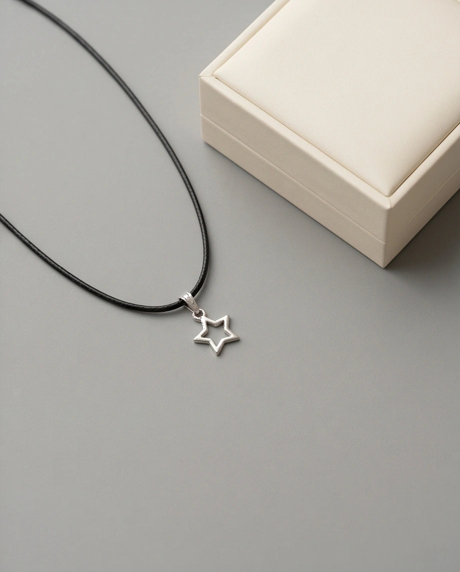 Silver Open Star Pendant Necklace