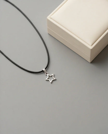 Silver Open Star Pendant Necklace