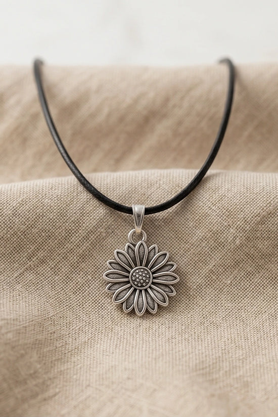 Silver Sunflower Pendant Necklace