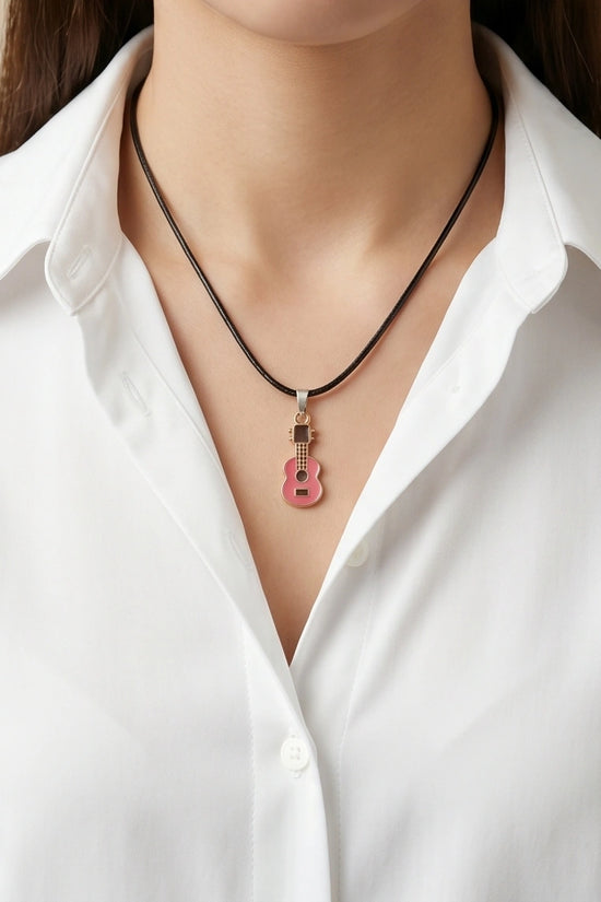 Gold and Pink Acoustic Guitar Necklace