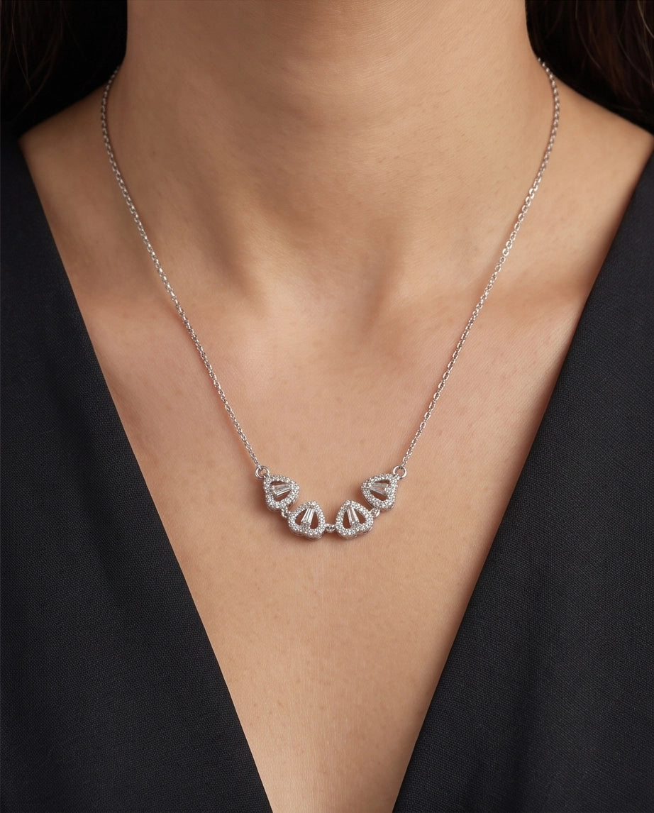 Silver Convertible 2-in-1 Heart Clover Necklace
