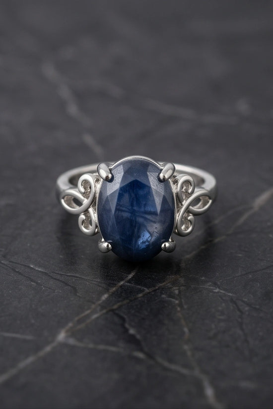 Silver Sapphire Filigree Ring