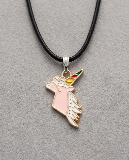 Magical Pink Unicorn Enamel Pendant Necklace