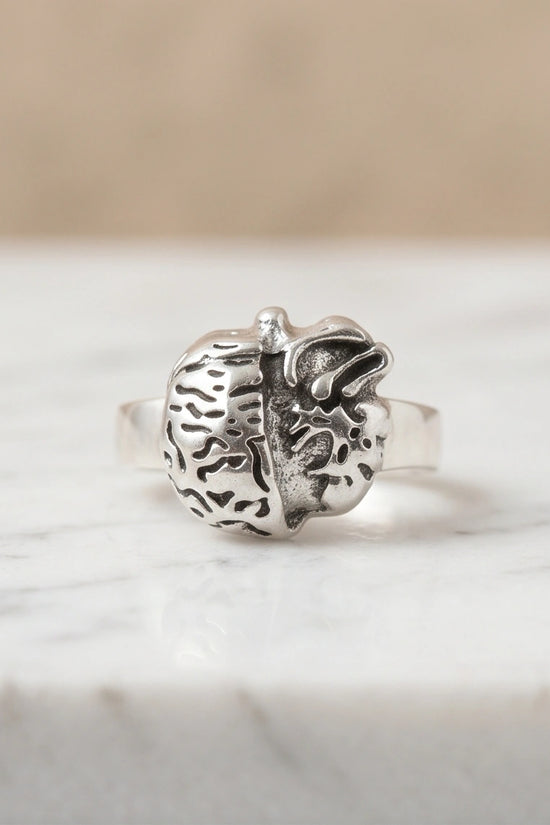 Gothic Sterling Silver Brain and Heart Split Ring