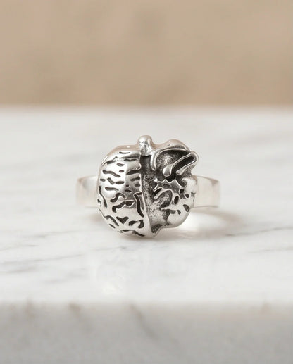 Gothic Sterling Silver Brain and Heart Split Ring