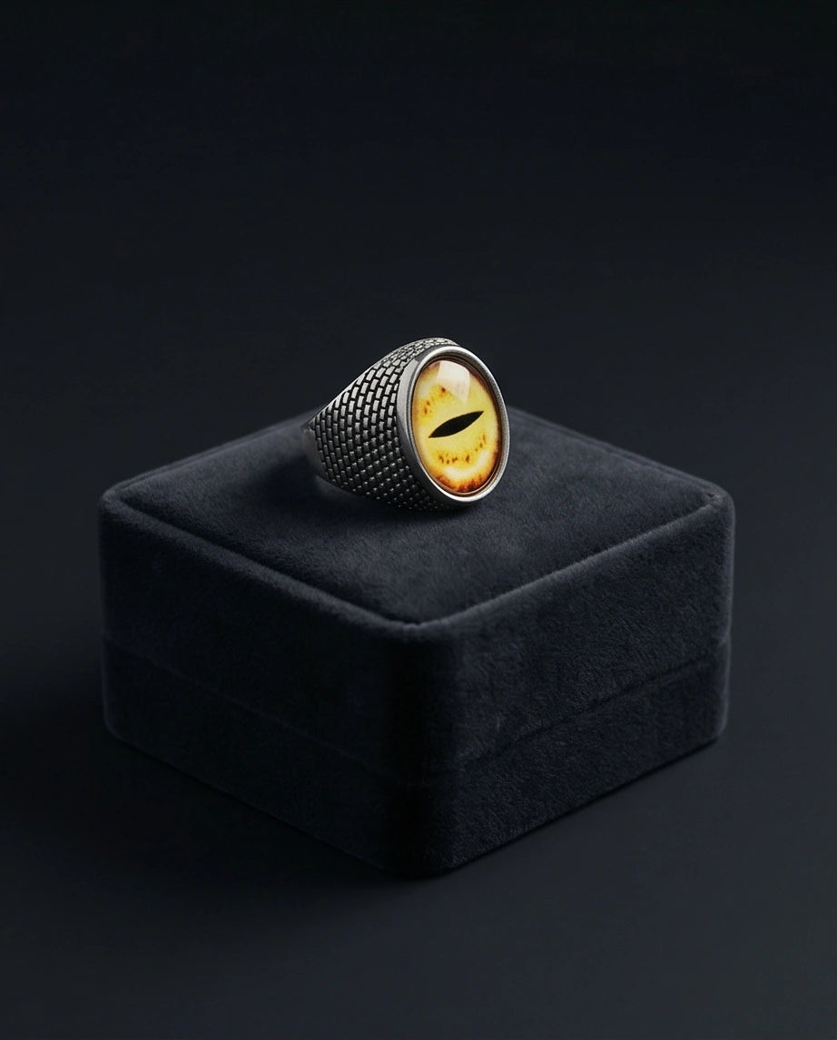 Vintage Sterling Silver Golden Snake's Eye Statement Ring