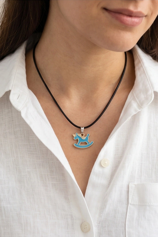 Gold and Turquoise Rocking Unicorn Necklace