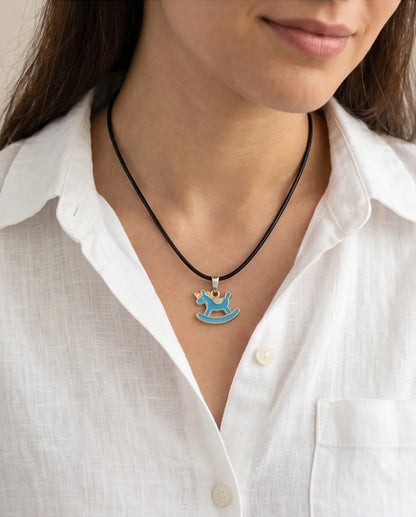 Gold and Turquoise Rocking Unicorn Necklace