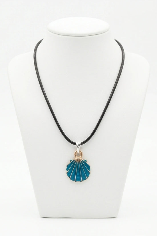 Ocean Teal Scallop Shell Pendant