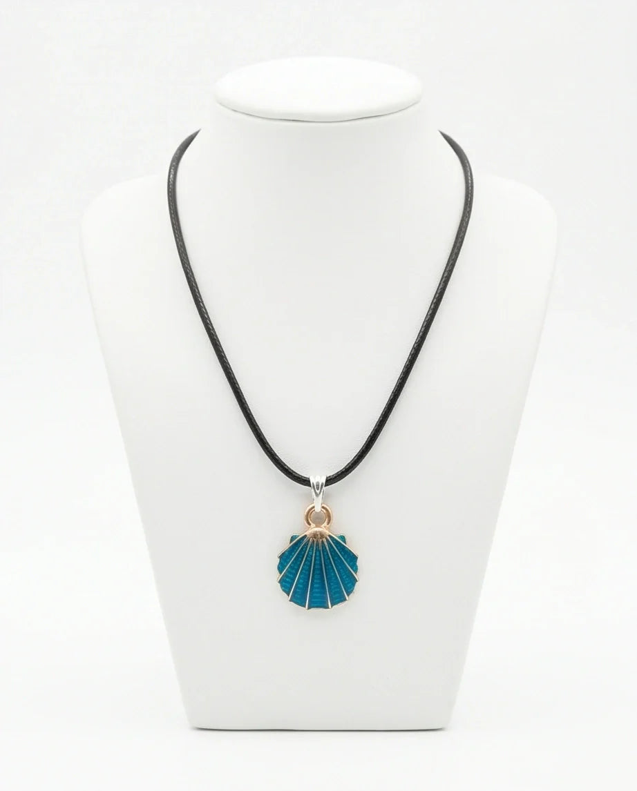 Ocean Teal Scallop Shell Pendant