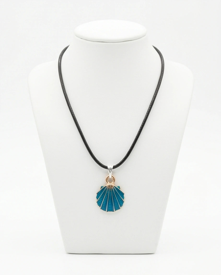 Ocean Teal Scallop Shell Pendant