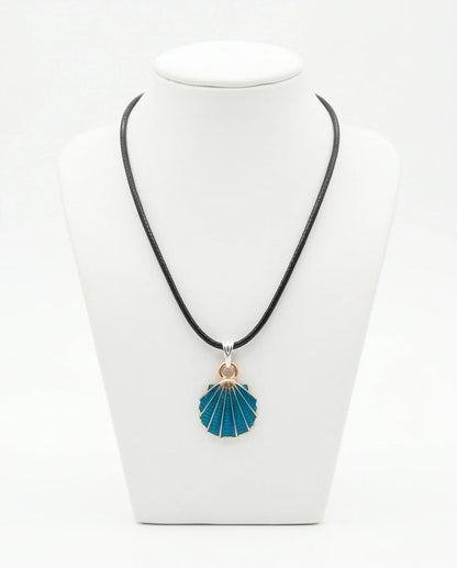 Ocean Teal Scallop Shell Pendant