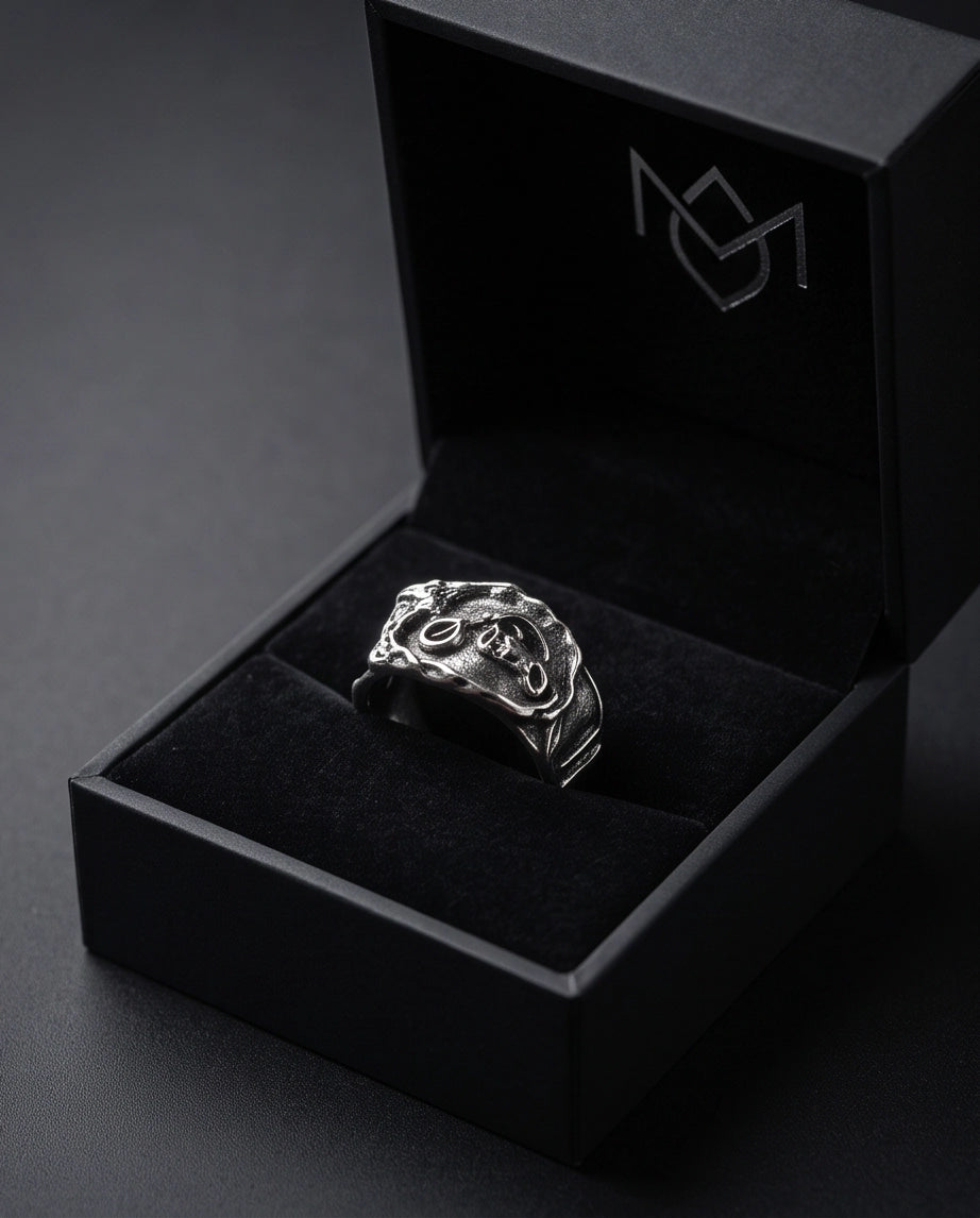 Sculptural Motorcycle Oxidized Silver Ring