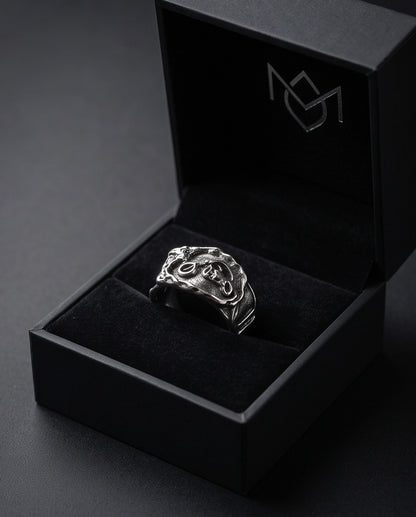 Sculptural Motorcycle Oxidized Silver Ring