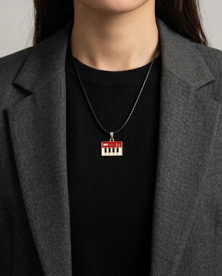 Gold and Red Synthesizer Keyboard Necklace