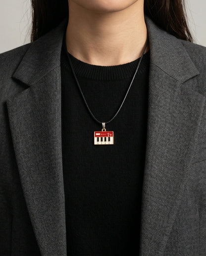 Gold and Red Synthesizer Keyboard Necklace