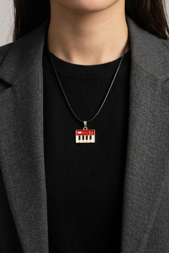 Gold and Red Synthesizer Keyboard Necklace