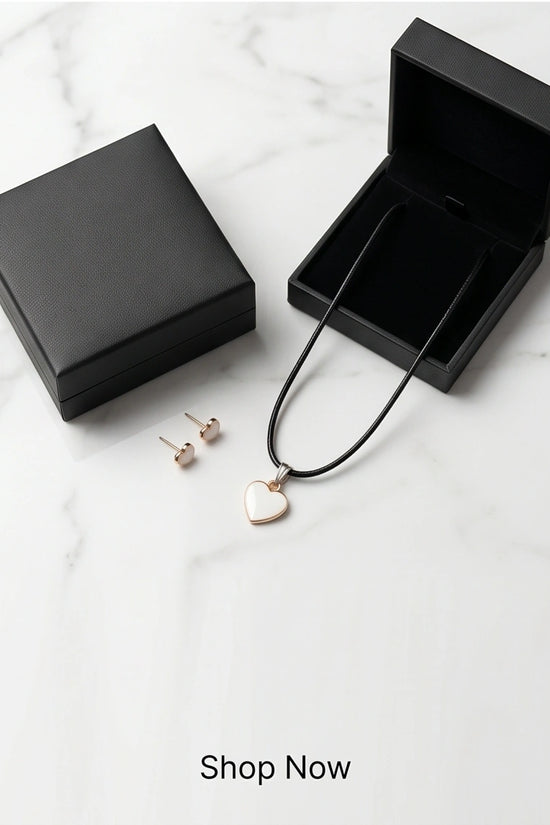Gold and White Classic Heart Necklace