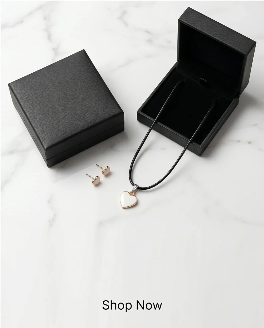 Gold and White Classic Heart Necklace