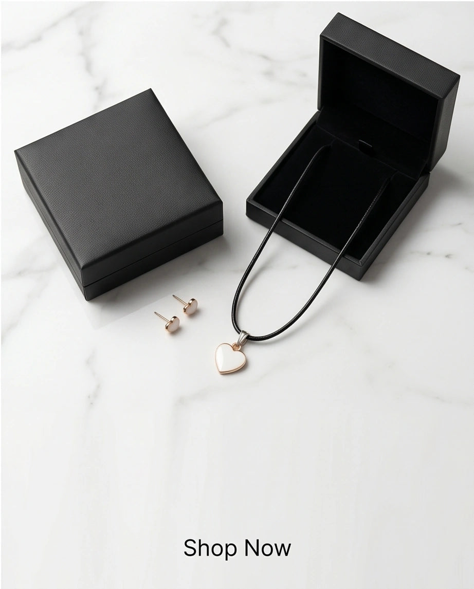 Gold and White Classic Heart Necklace