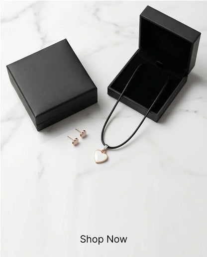 Gold and White Classic Heart Necklace