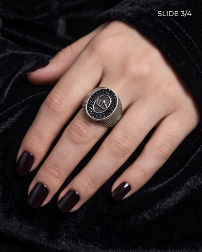 Imperial Crown Stippled Signet Ring