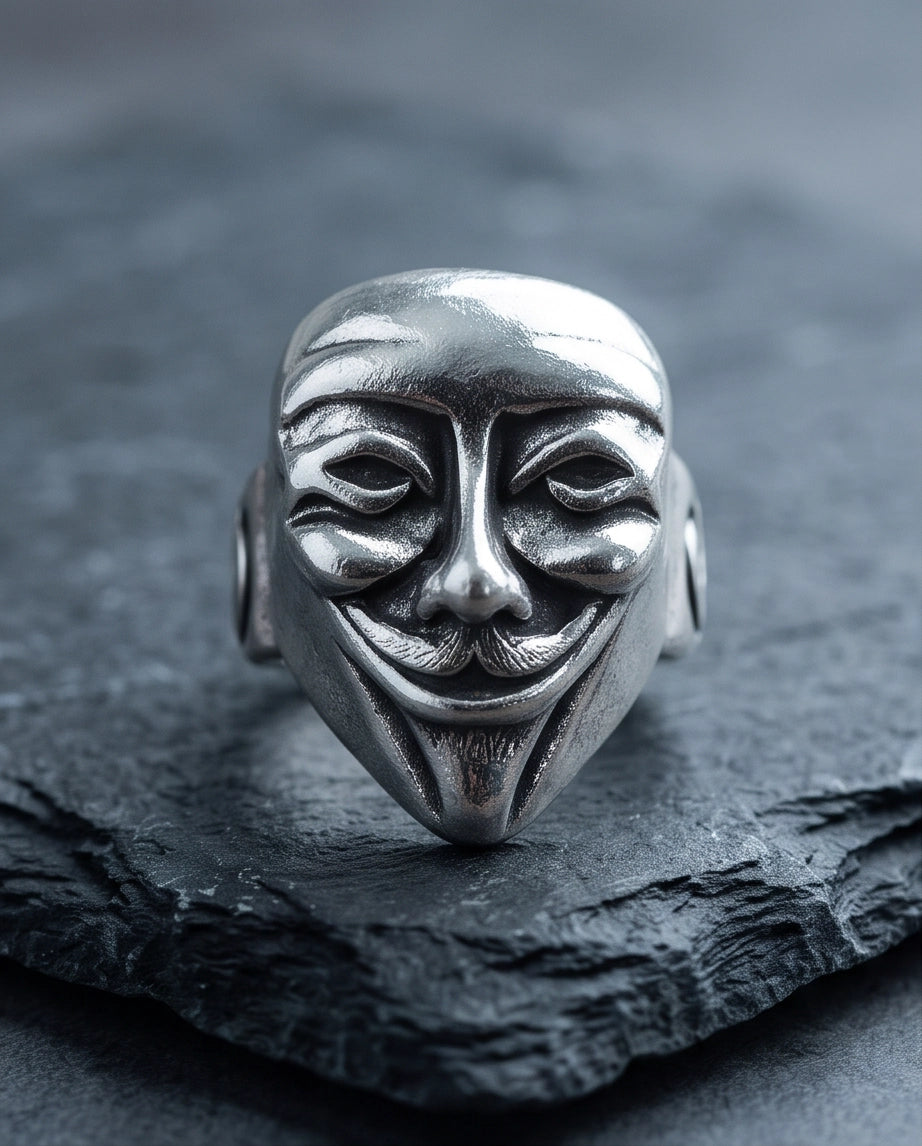 Guy Fawkes Mask Sculpted Ring