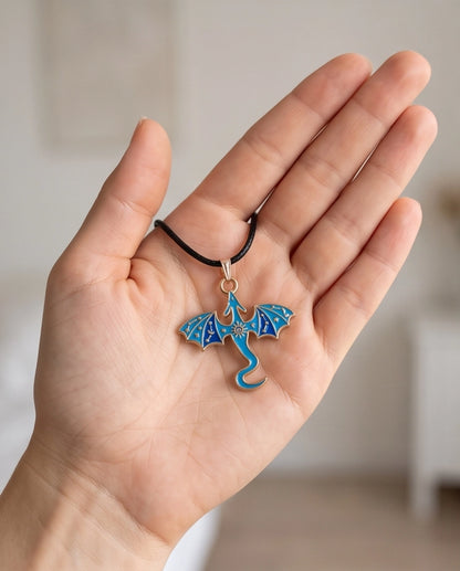 Blue Celestial Dragon Cord Necklace