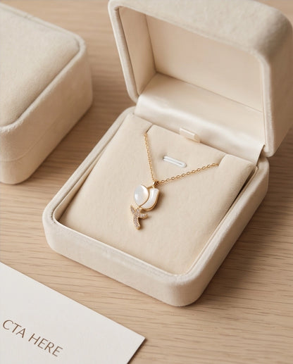 Gold Mother of Pearl Tulip Necklace