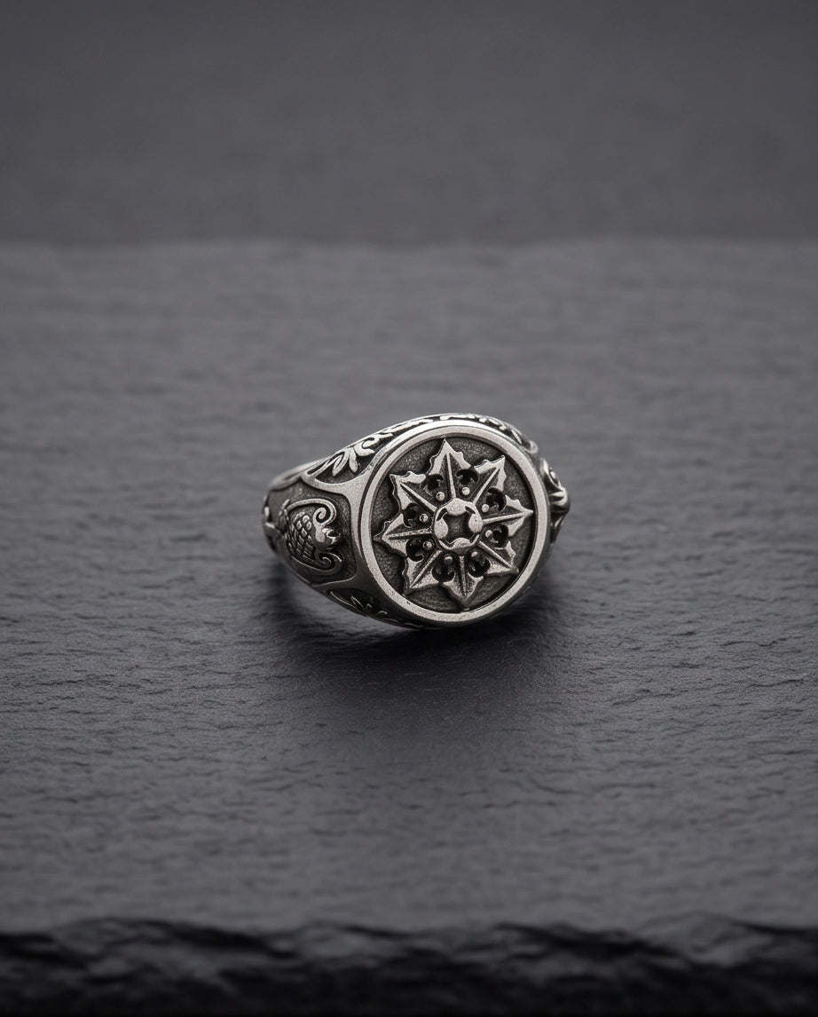 Astral Compass Heraldic Signet Ring