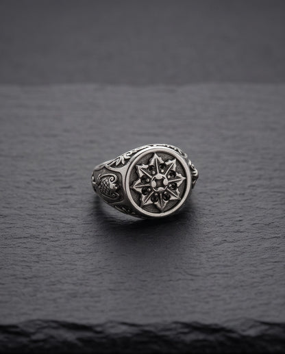 Astral Compass Heraldic Signet Ring