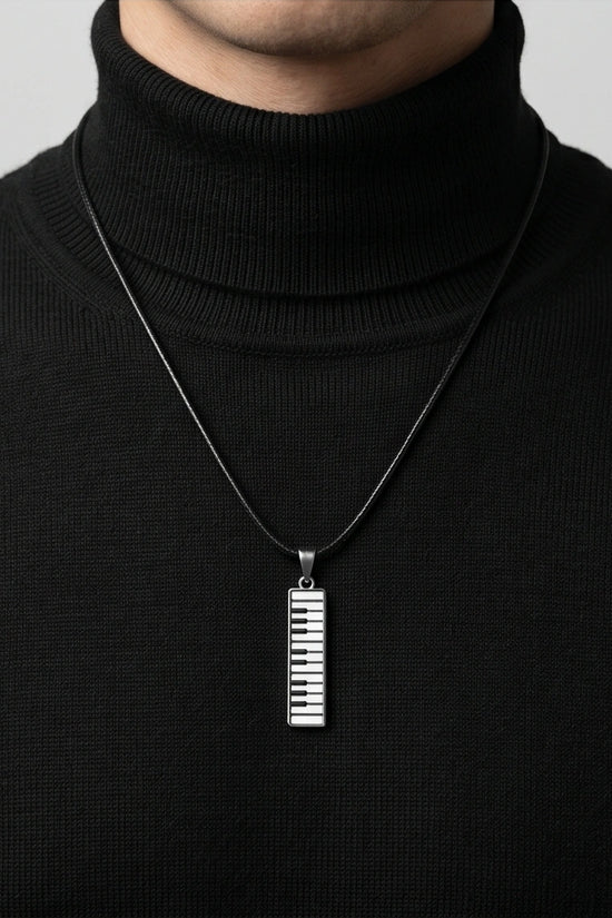 Black and White Piano Key Vertical Necklace