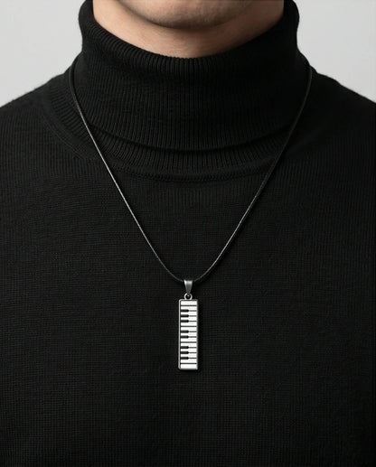 Black and White Piano Key Vertical Necklace