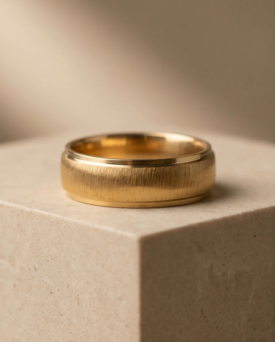 Classic Brushed Gold Band Ring