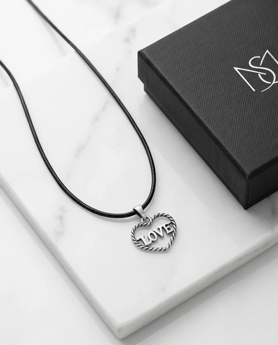 The Sweet Bond: Twisted Heart "LOVE" Pendant Necklace