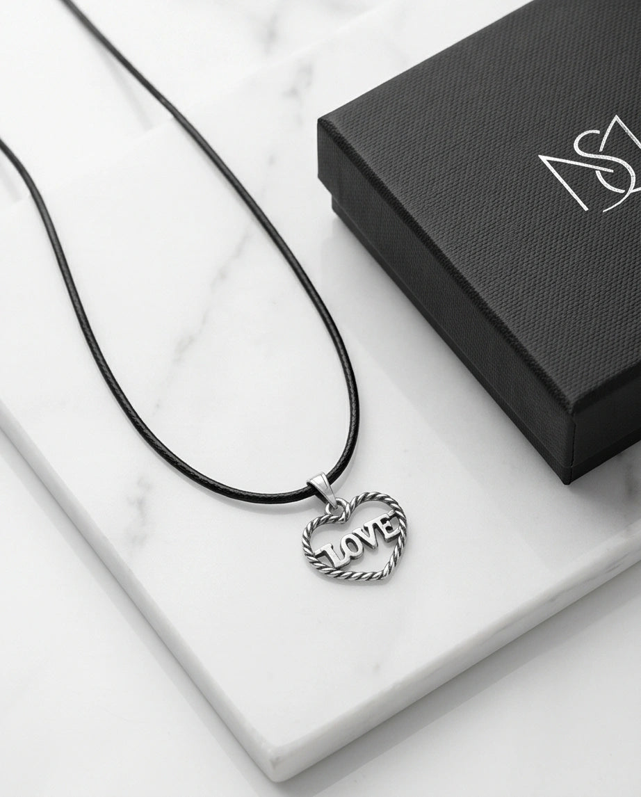 The Sweet Bond: Twisted Heart "LOVE" Pendant Necklace