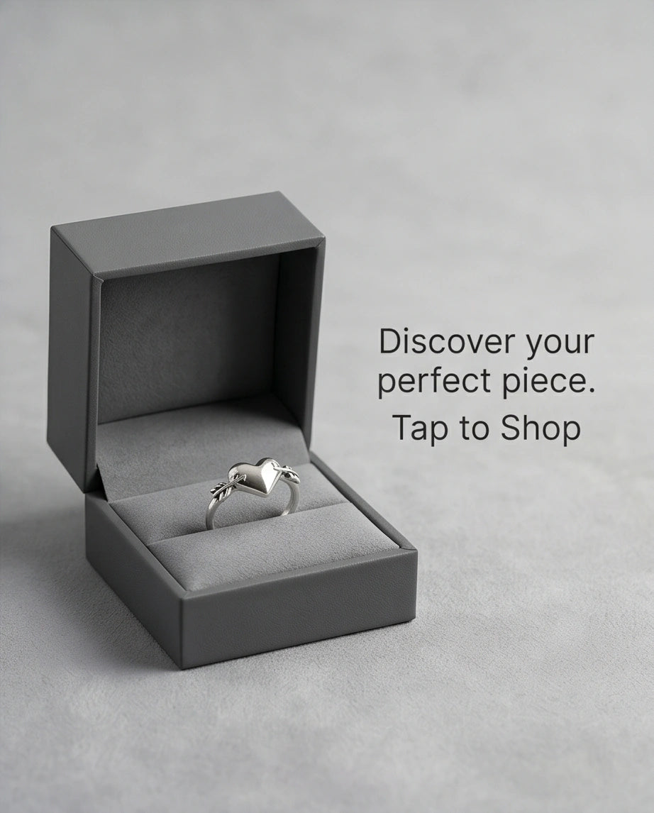 Sterling Silver Cupid's Arrow Heart Ring