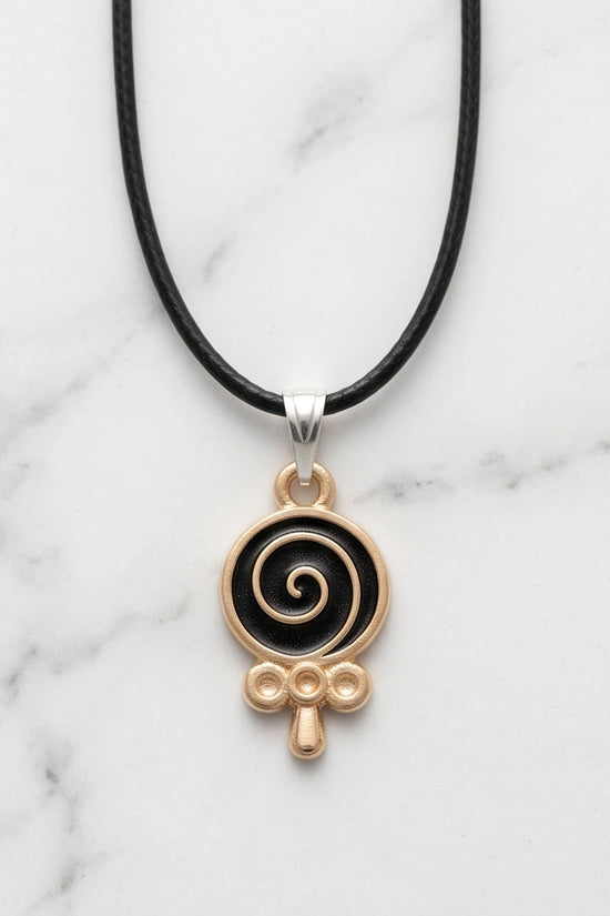 Gold and Black Spiral Lollipop Necklace
