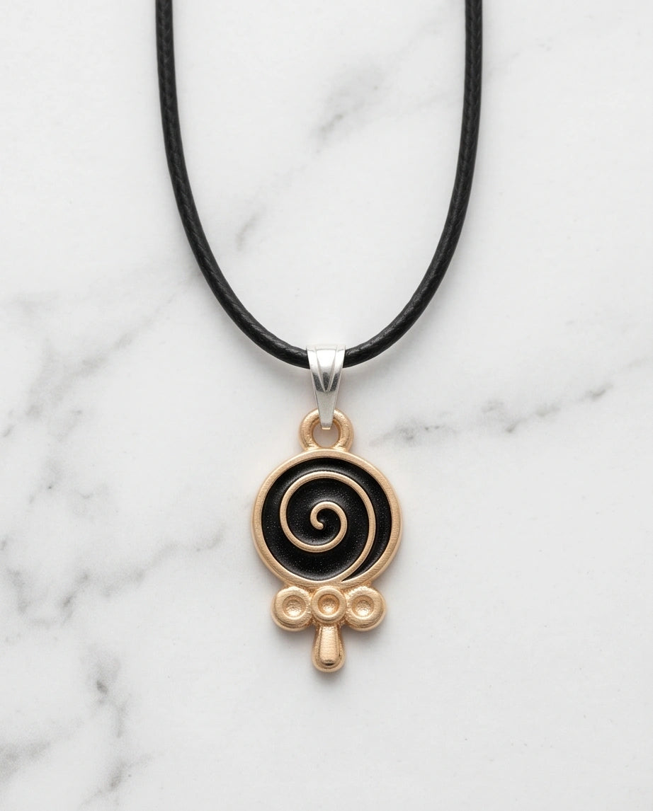 Gold and Black Spiral Lollipop Necklace