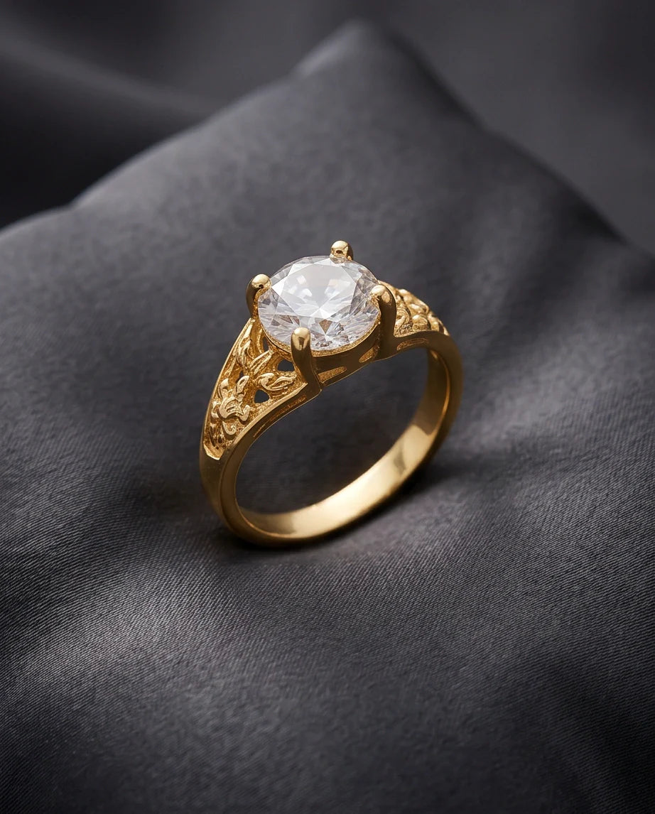 Golden Empress Moissanite Filigree Ring