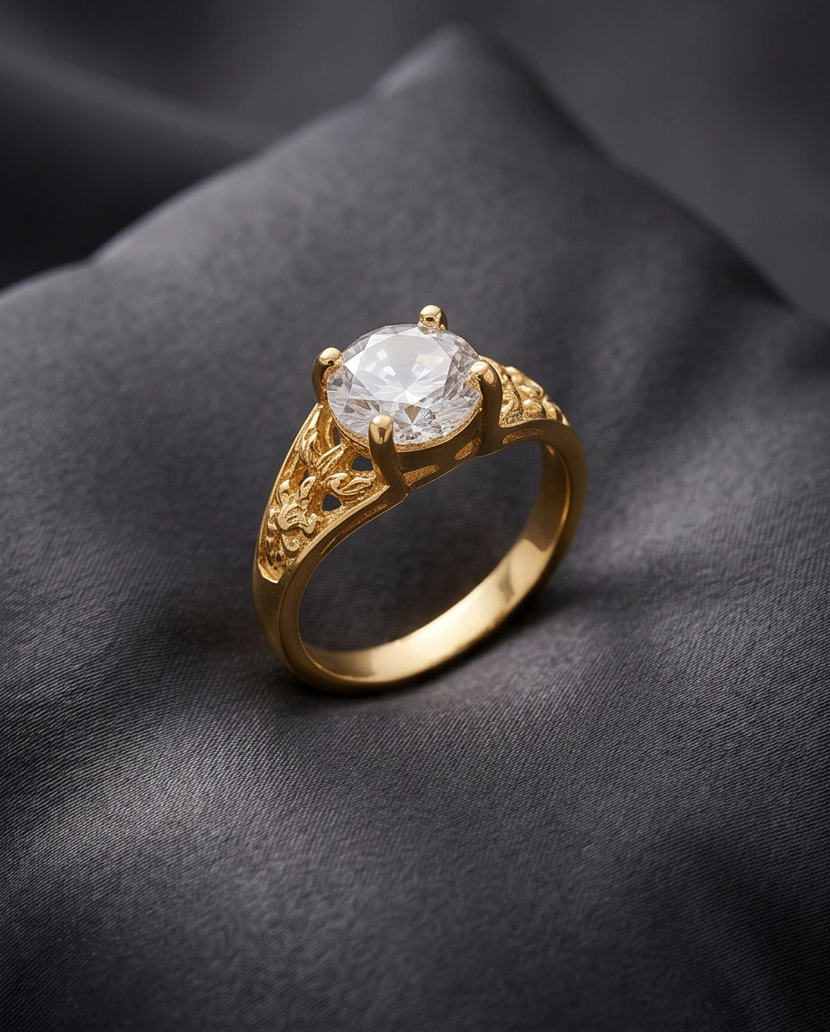Golden Empress Moissanite Filigree Ring